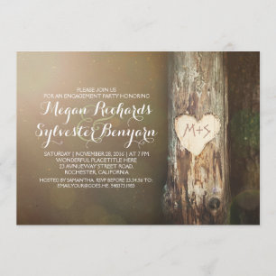 rustic love tree country engagement party invites