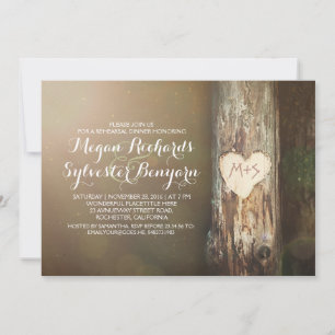rustic love tree country rehearsal dinner invites