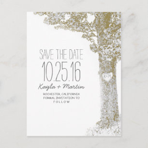Rustic love tree country save the date postcards