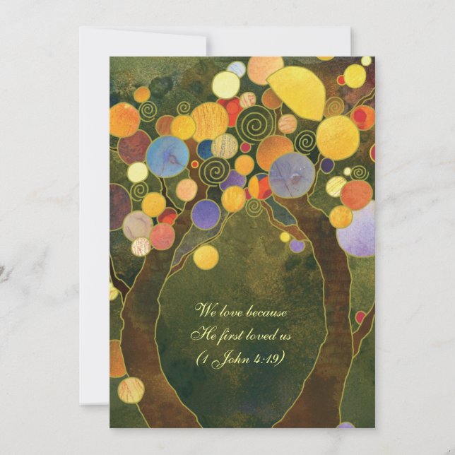 Rustic Love Trees Olive Green Wedding Invitation (Front)
