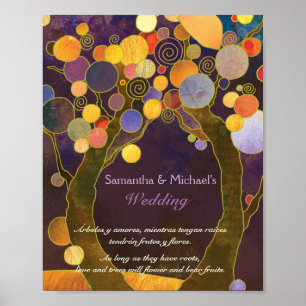 Rustic Love Trees Purple Wedding Sign