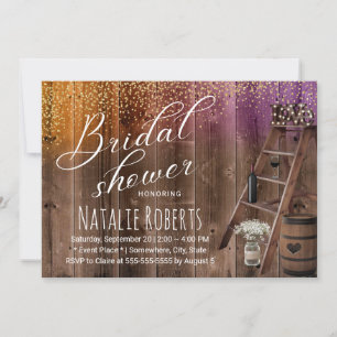 Rustic Love Wooden Ladder Barn Wood Bridal Shower Invitation