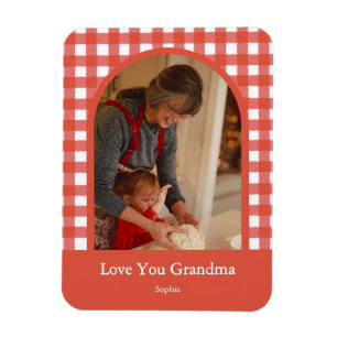 Rustic Love You Grandma Gingham Photo Magnet