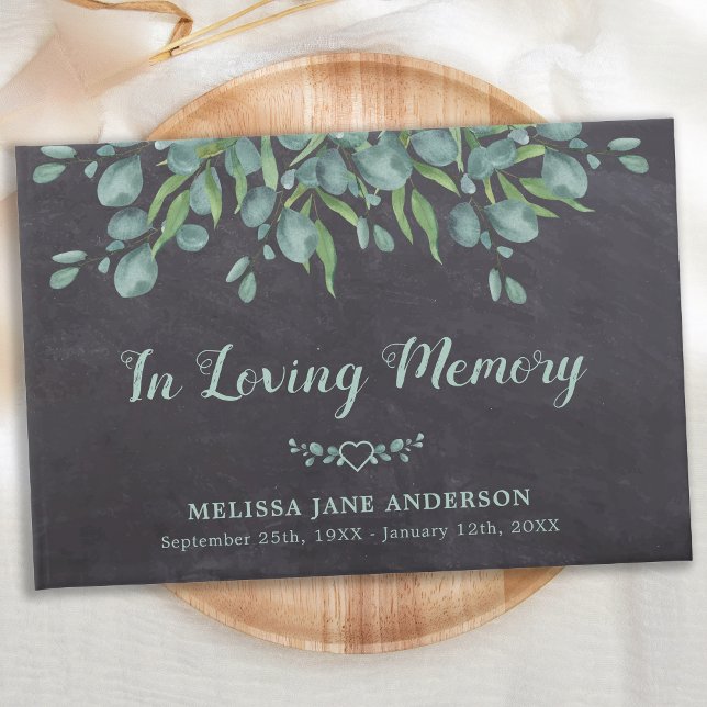 Rustic Loving Memory Eucalyptus Memorial Funeral  Guest Book (Creator Uploaded)