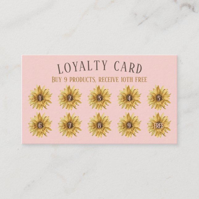 Rustic Loyalty Pink Rolling Pin Sunflowers Bakery Business Card (Front)