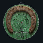 Rustic Lucky Horse Shoe Irish Family Custom Dartboard<br><div class="desc">Personalise it with your family name and established year or date in a two-colour tone of black and white.</div>
