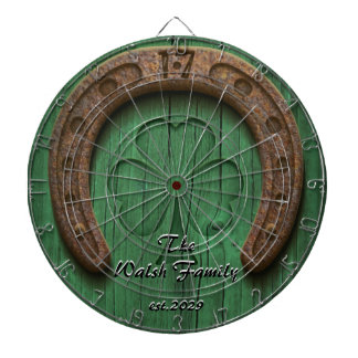 Rustic Lucky Horse Shoe Irish Family Custom Dartboard