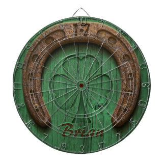 Rustic Lucky Horse Shoe Irish Personalized  Dartboard