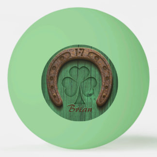 Rustic Lucky Horse Shoe Irish Personalized  Ping Pong Ball