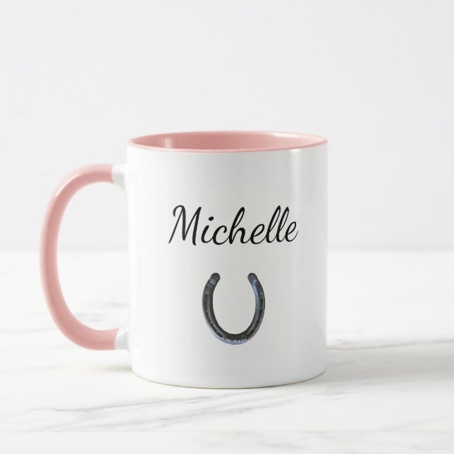 Rustic Lucky Horseshoe Western Personalised  Mug (Left)