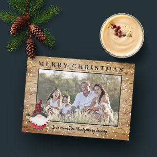Rustic Lumberjack Gnome Christmas Photo Holiday Card