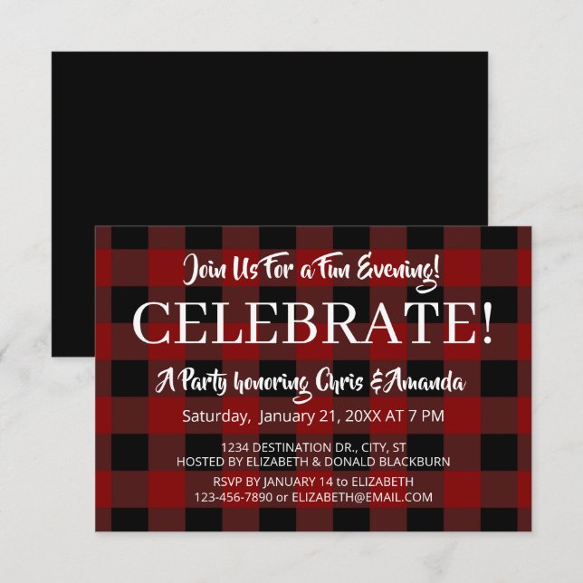 Rustic Lumberjack Plaid Celebration Event Occasion Invitation (Front/Back)