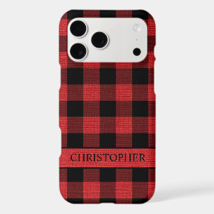 Rustic Lumberjack Red Black Buffalo Plaid Name