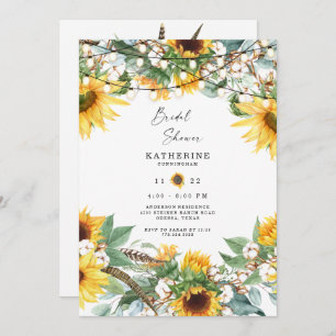 Rustic Lush Sunflower Bouquet String Lights Invitation