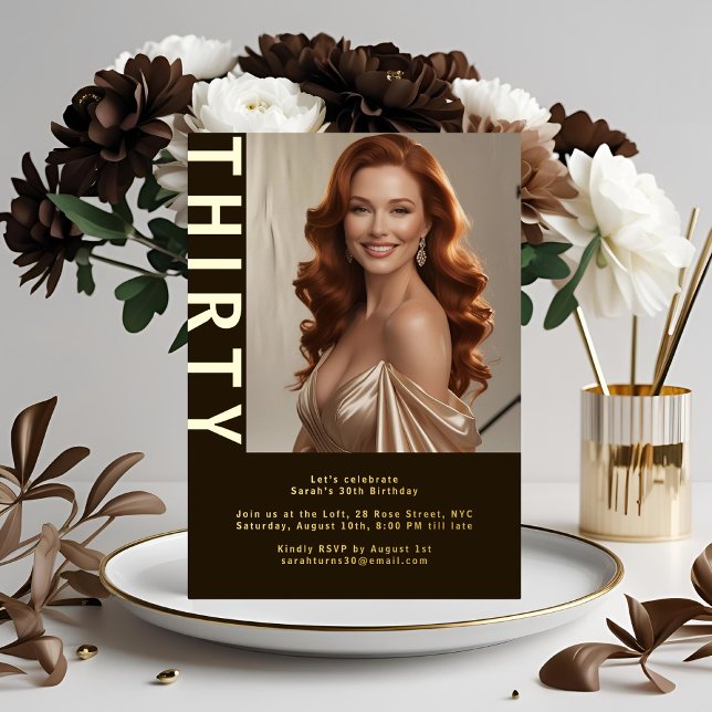 Rustic Luxe Brown & Foil 30th  (Creator Uploaded)