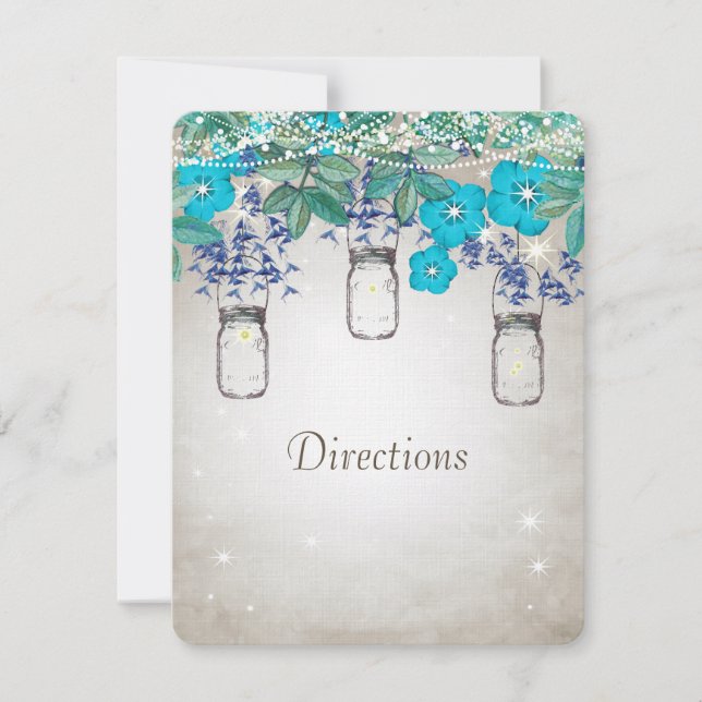 Rustic Luxe Mason Jar Navy Turquoise Invitation (Front)
