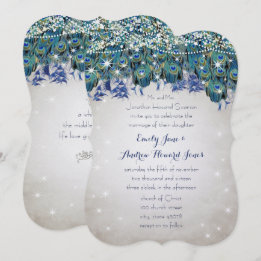 Rustic Luxe Mason Jar Navy Turquoise Peacock Invitation