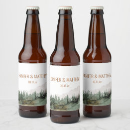 Rustic Luxe Nature Outdoor Mountains Wedding Favou Beer Bottle Label
