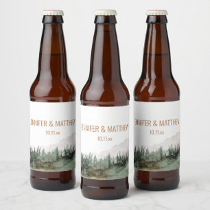 Rustic Luxe Nature Outdoor Mountains Wedding Favou Beer Bottle Label