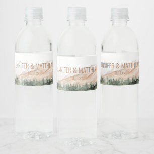 Rustic Luxe Nature Outdoor Mountains Wedding Favou Water Bottle Label