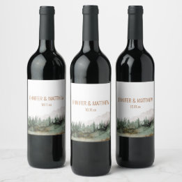 Rustic Luxe Nature Outdoor Mountains Wedding Favou Wine Label