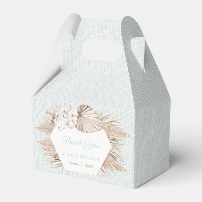 Rustic Luxe Pampas Grass Teal Wedding Shower Favou Favour Box (Front Side)