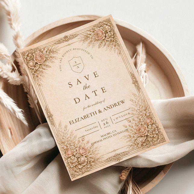 Rustic Luxury Botanical Floral Wedding Save The Date (Creator Uploaded)