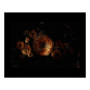 Rustic Machinery Gears - Steampunk Gears Poster