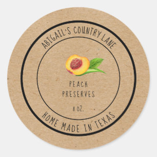 Rustic Made in Texas Peach Preserves Classic Round Sticker