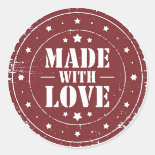 Rustic “Made With Love” – Handmade Small Business Classic Round Sticker