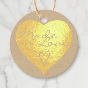 Rustic Made with Love Heart Symbol Kraft Paper Favour Tags