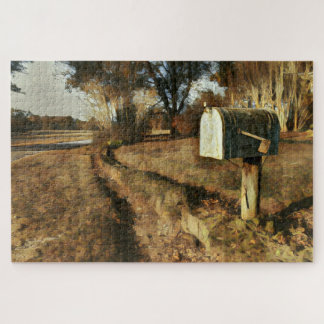 Rustic Mailbox on a Country Road Jigsaw Puzzle