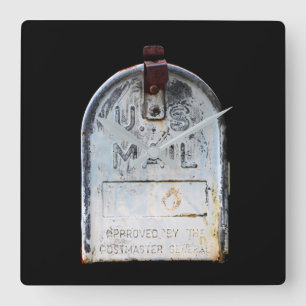 Rustic Mailbox Portrait Square Wall Clock