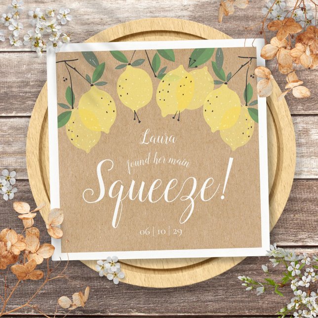 Rustic Main Squeeze Lemons Bridal Shower  Napkin (Rustic Main Squeeze Lemons Bridal Shower Napkins)