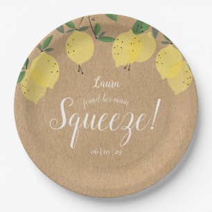 Rustic Main Squeeze Lemons Bridal Shower Paper Plate