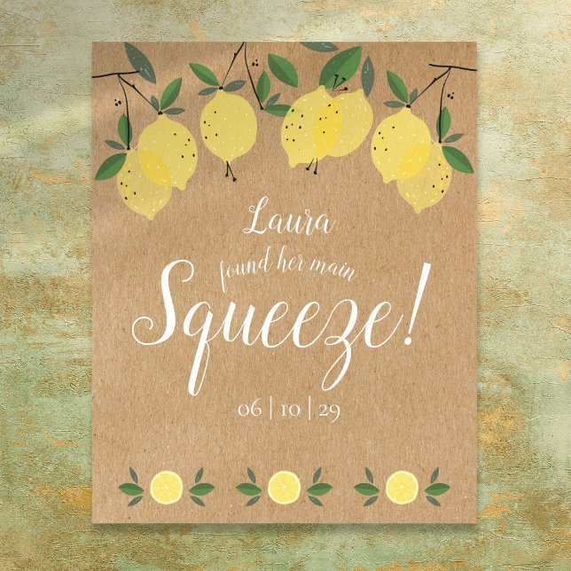 Rustic Main Squeeze Lemons Bridal Shower Poster (Rustic Main Squeeze Lemons Bridal Shower Poster)