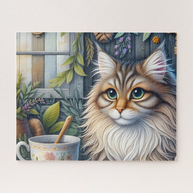 Rustic Maine Coon Cat Jigsaw Puzzle (Horizontal)