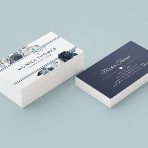Rustic Makeup Artist Hair Stylist Blue Floral Business Card