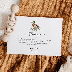 Rustic Mallard Duck Little Duckling Baby Shower Thank You Card