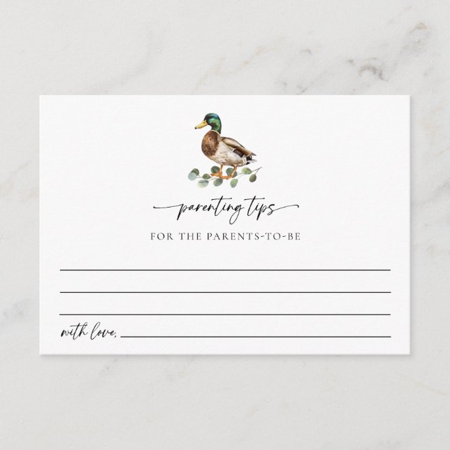 Rustic Mallard Duck Parenting Tips Enclosure Card (Front)