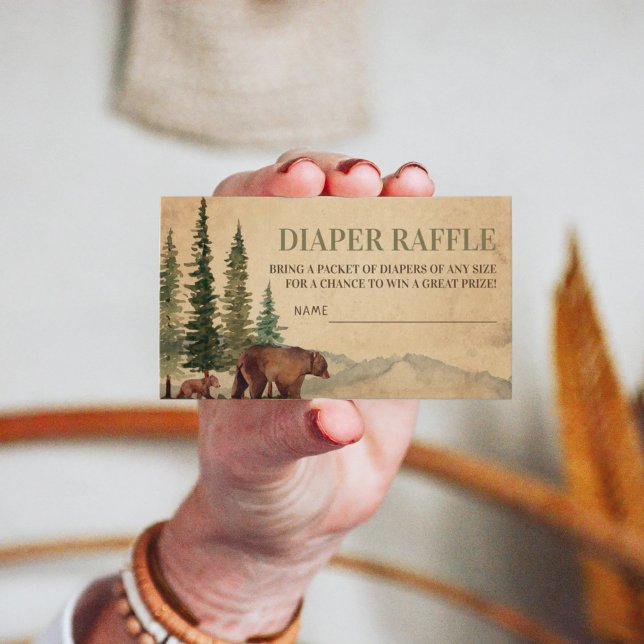 Rustic Mama & Baby Bear Diaper Raffle Enclosure Card (Creator Uploaded)