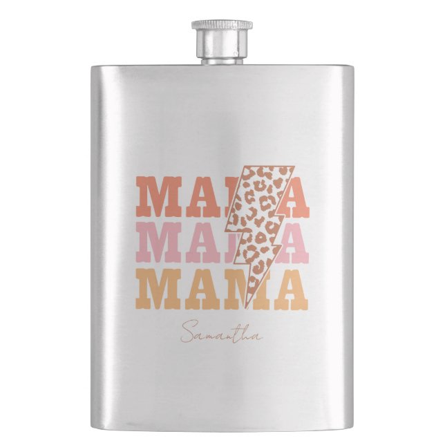 Rustic "Mama" Repeat Hip Flask (Front)