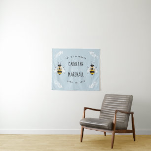 Rustic Mama to Bee Baby Boy Shower Sign Tapestry