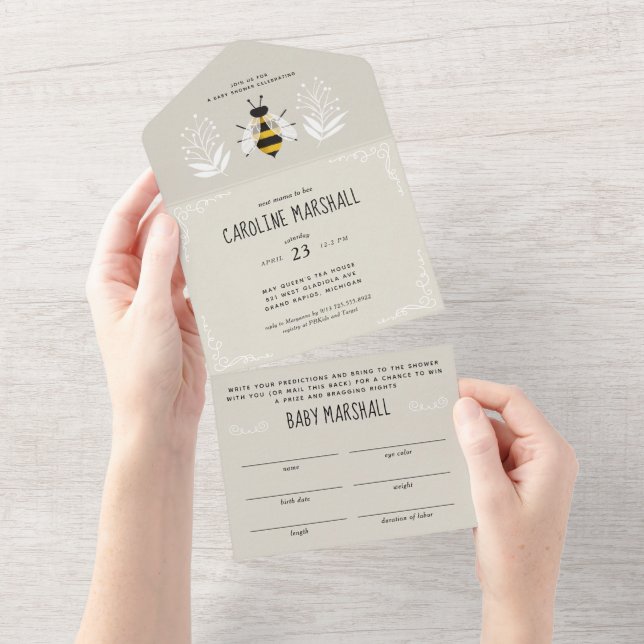 Rustic Mama to Bee Baby Shower Invitation (Tearaway)