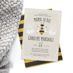Rustic Mama to Bee Baby Shower Invitation