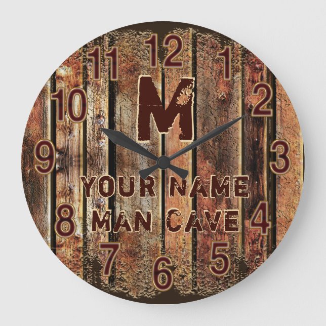 Rustic Man Cave Clock or Little Man Cave Pillow (Front)
