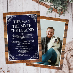 Rustic Man Myth Legend Photo 50th Birthday Invitation