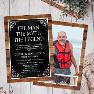 Rustic Man Myth Legend Photo 70th Birthday Invitation