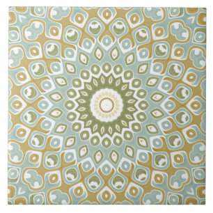 Rustic Mandala Kaleidoscope Medallion Flower Tile