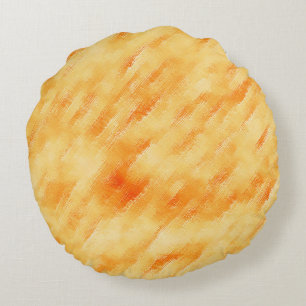 Rustic mango yellow like textured painting round cushion